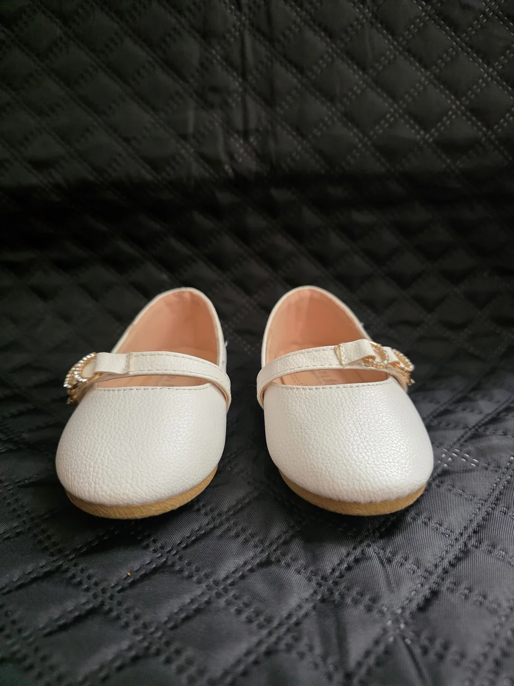 Link Comfort Toddler Girl White Mary Jane Flats Rhinestone Strap Sz 5